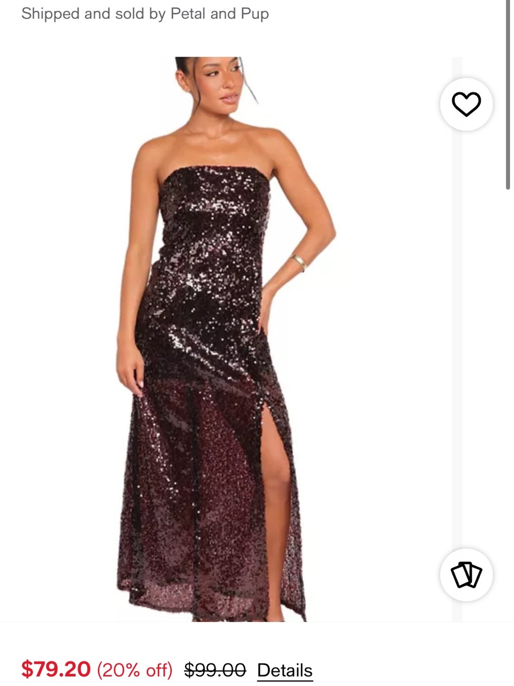 Petal & Pup Strapless Sequin Maxi Dress in Deep Burgundy